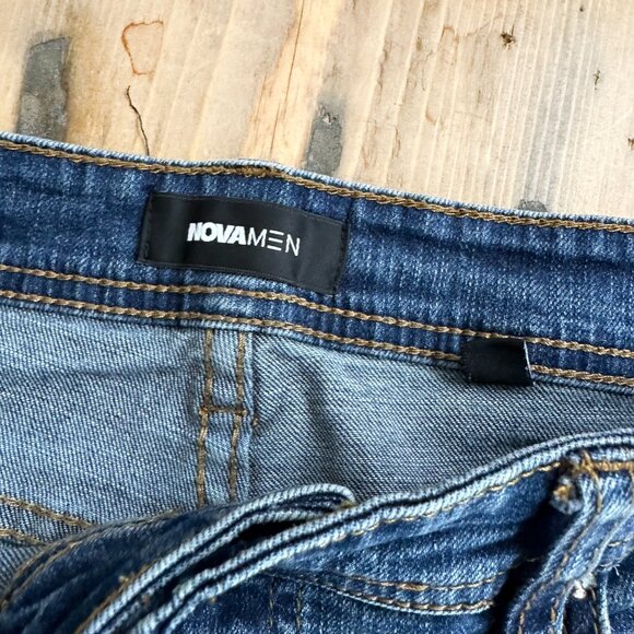 Nova‎ Men Jeans Flare Distressed Wash 30 Blue Denim Excellent Condition! - Picture 8 of 9